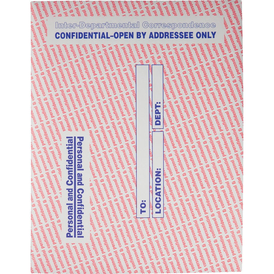 Quality Park 10 x 13 Personal and Confidential Inter-Departmental Envelopes - Inter-department - 10" Width x 13" Length - 28 lb - Gummed - Gray, Red, Blue - Kraft - 100 / Box