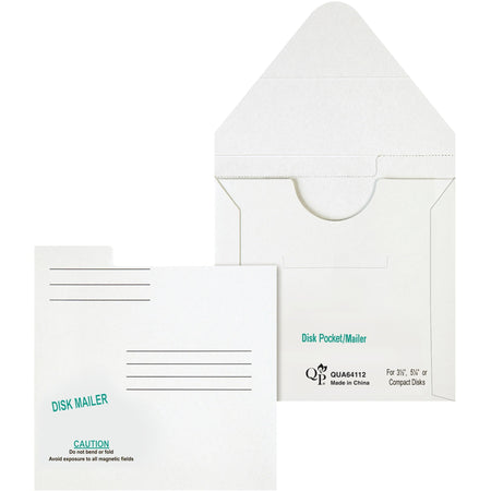Quality Park 5 1/4" Economy Disk Mailers - Disc/Diskette - 6" Width x 5 7/8" Length - White - Paperboard - 10 / Pack