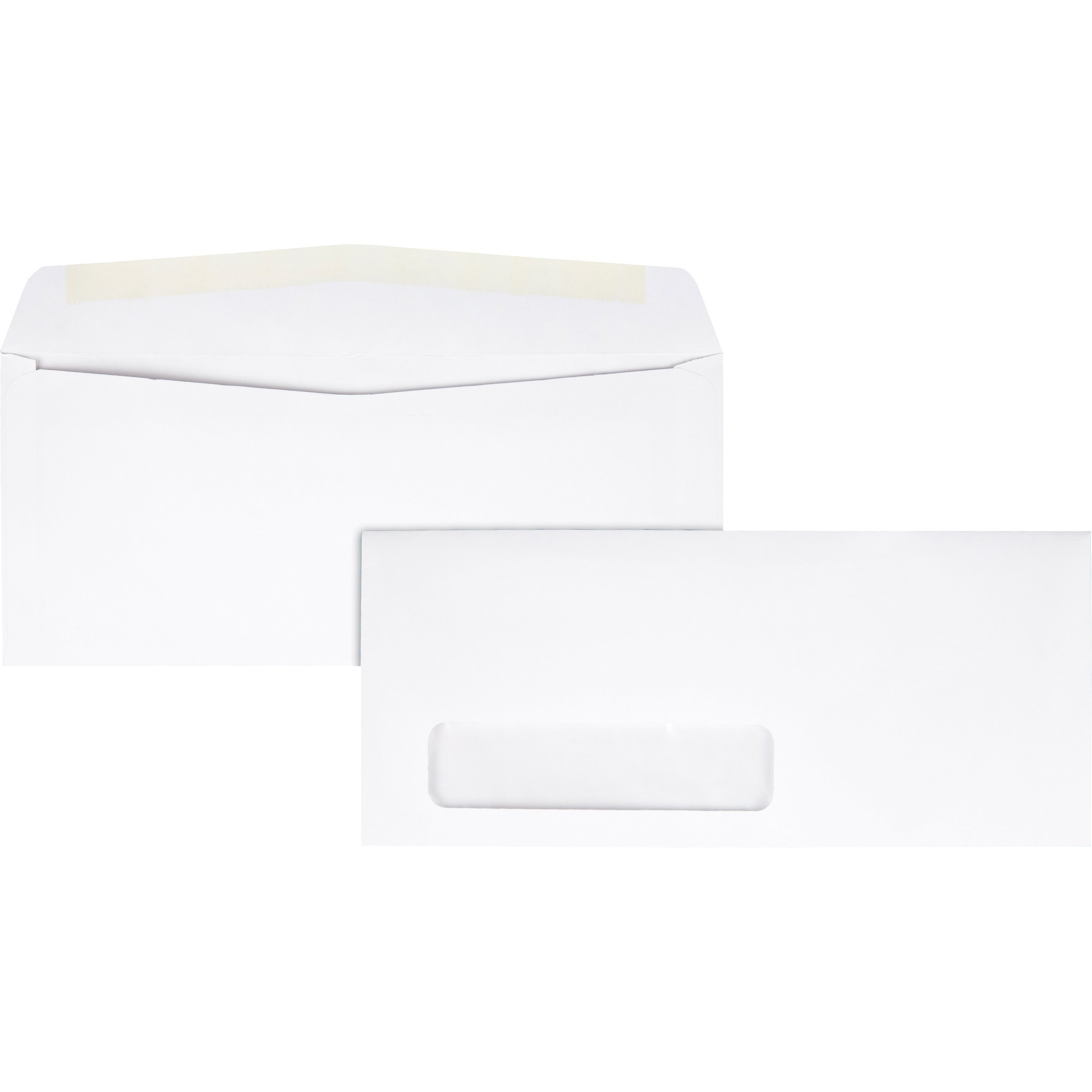 Quality Park No. 10 Single Window Envelopes - Single Window - #10 - 4 1/8" Width x 9 1/2" Length - 24 lb - Adhesive - White - Wove - 500 / Box