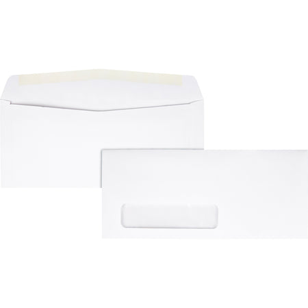 Quality Park No. 10 Single Window Envelopes - Single Window - #10 - 4 1/8" Width x 9 1/2" Length - 24 lb - Adhesive - White - Wove - 500 / Box