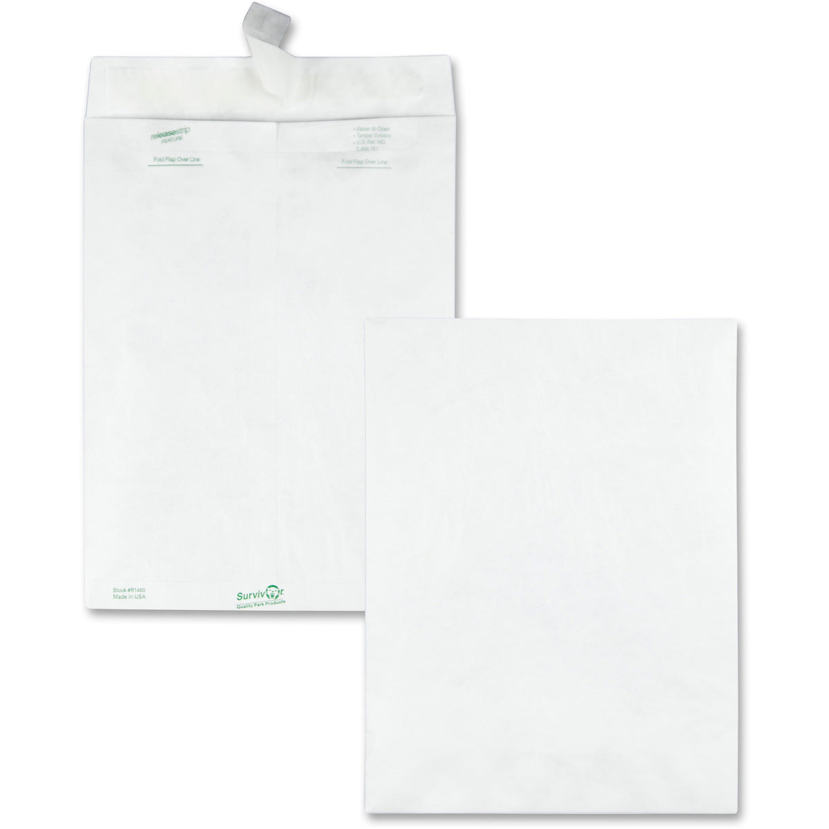 Survivor®  9 x 12 DuPont Tyvek Catalog Mailers with Self-Sealing Closure - Catalog - #10 1/2 - 9" Width x 12" Length - 14 lb - Peel & Seal - White - Tyvek - 100 / Box