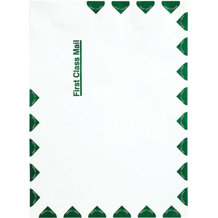 Survivor®  9 x 12 DuPont Tyvek First Class Border Mailers with Self-Seal Closure - First Class Mail - #10 1/2 - 9" Width x 12" Length - 14 lb - Peel & Seal - White - Tyvek - 100 / Box