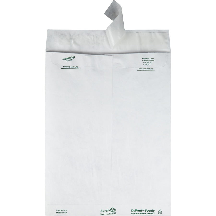 Survivor®  9-1/2 x 12 1/2 DuPont Tyvek Catalog Mailers with Self-Seal Closure - Catalog - #12 1/2 - 9 1/2" Width x 12 1/2" Length - 14 lb - Peel & Seal - White - Tyvek - 100 / Box