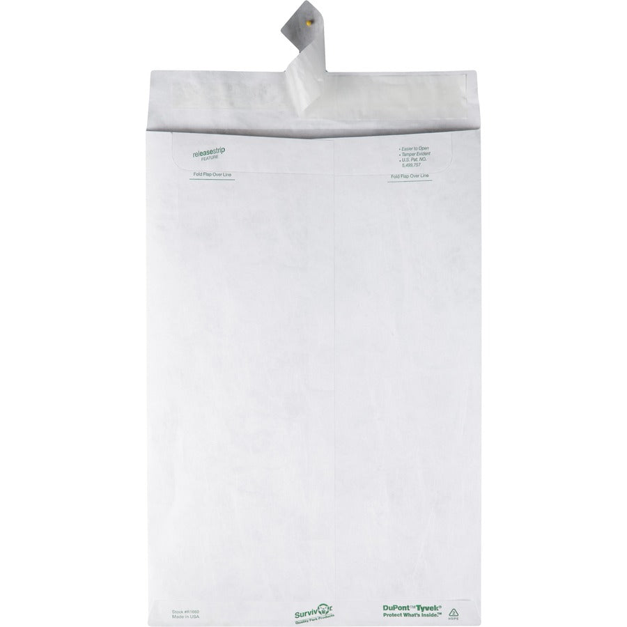 Survivor®  10 x 15 DuPont Tyvek Catalog Mailers - Catalog - 10" Width x 15" Length - 14 lb - Peel & Seal - White - Tyvek - 100 / Box