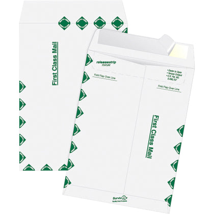 Survivor® Tyvek First Class Mailer - #15 1/2 - 12’’ x 15 1/2’’ - 14 lb - White - 100/Box - Mailers