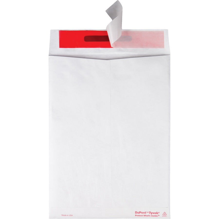 Survivor®  9 x 12 DuPont Tyvek Tamper Indicating Panel Catalog Mailers - Security - 9" Width x 12" Length - 14 lb - Peel & Seal - White - Tyvek - 100 / Box