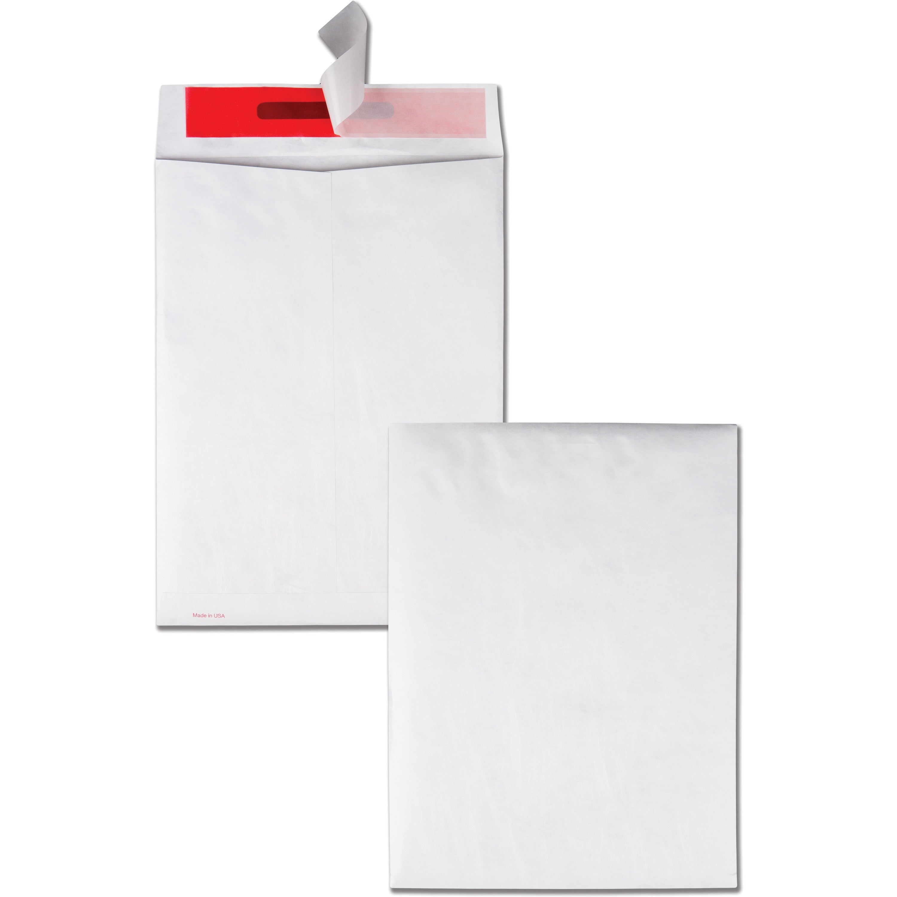 Survivor®  9 x 12 DuPont Tyvek Tamper Indicating Panel Catalog Mailers - Security - 9" Width x 12" Length - 14 lb - Peel & Seal - White - Tyvek - 100 / Box
