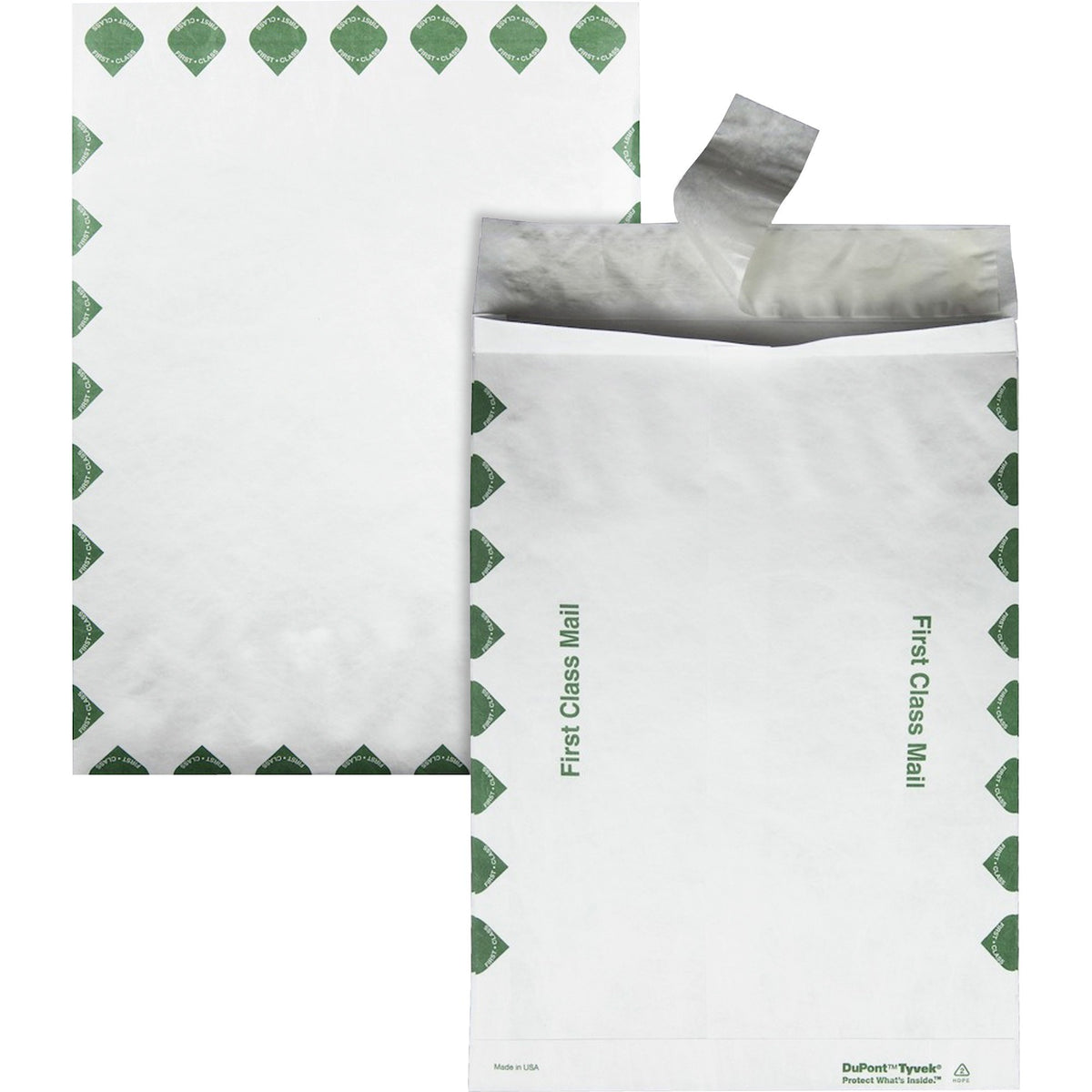 Survivor® 10 x 13 x 1-1/2 DuPont Tyvek Expansion First Class Border Envelopes - First Class Mail - 10" Width x 13" Length - 1 1/2" Gusset - 14 lb - Peel & Seal - White - Tyvek - 100 / Carton