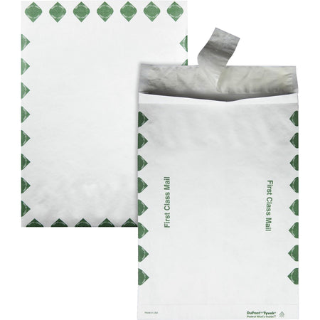 Survivor® 10 x 13 x 1-1/2 DuPont Tyvek Expansion First Class Border Envelopes - First Class Mail - 10" Width x 13" Length - 1 1/2" Gusset - 14 lb - Peel & Seal - White - Tyvek - 100 / Carton