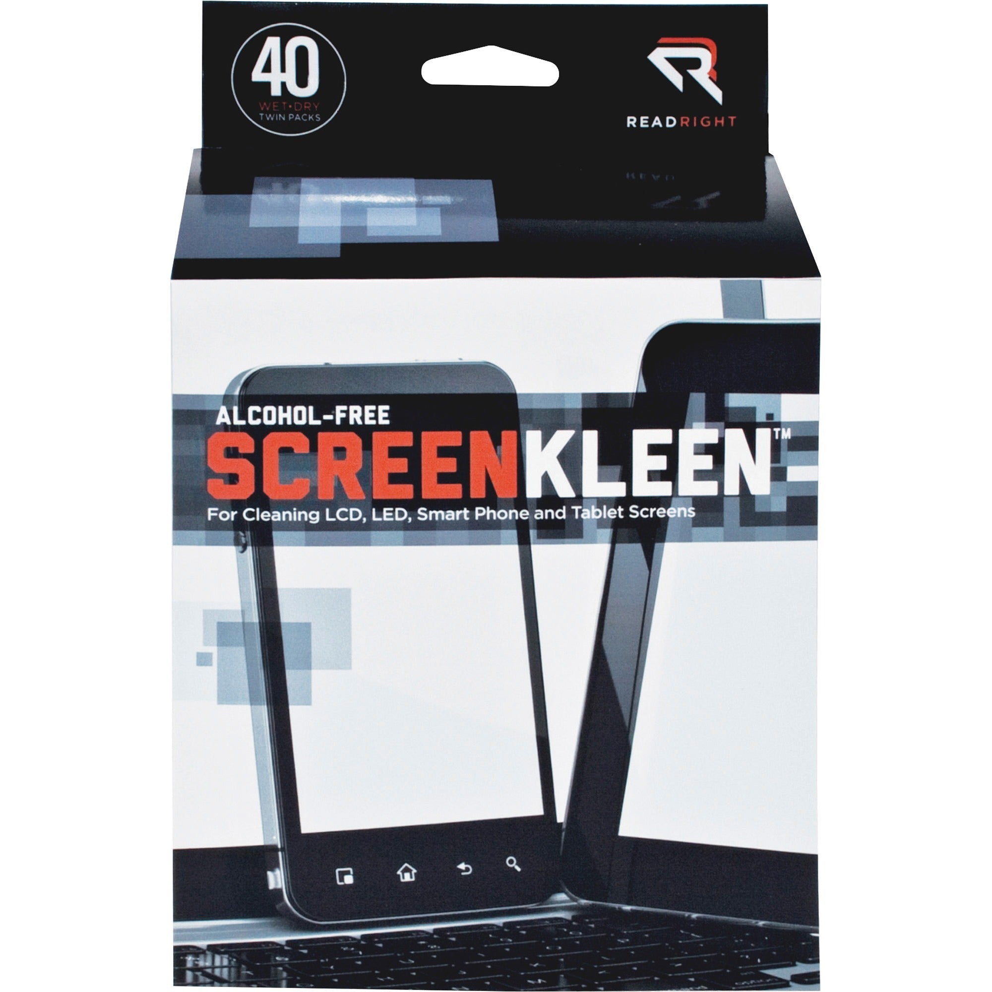 Read Right Alcohol-free LCD ScreenKleen Wipes - 2000
