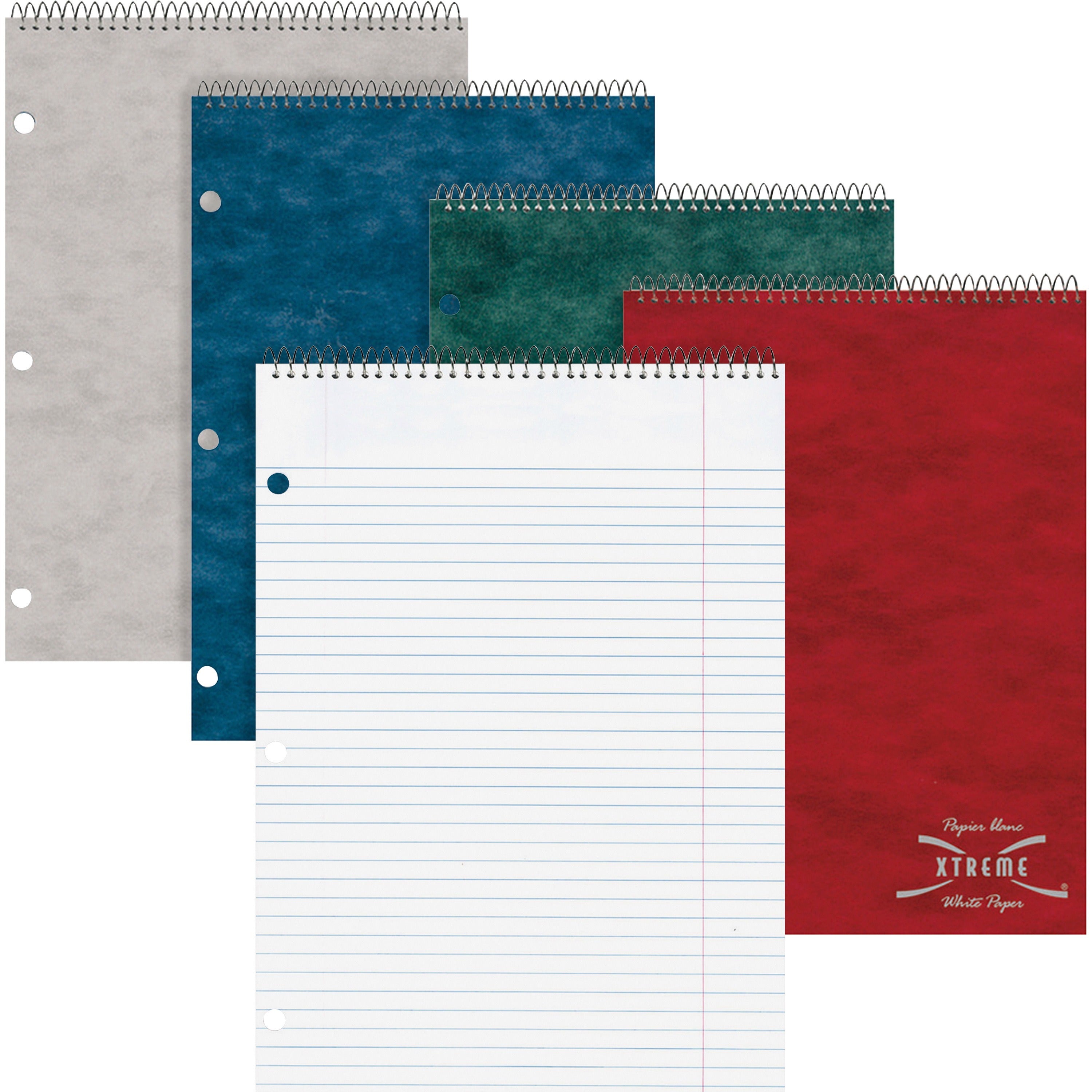 Rediform Porta-Desk 1-Subject Notebooks - 80 Sheets - Coilock - Ruled Margin - 8 1/2" x 11 1/2" Sheet Size - White Paper - Assorted Pressboard Cover - Micro Perforated - 1 Each