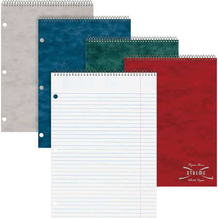 Rediform Porta-Desk 1-Subject Notebooks - 80 Sheets - Coilock - Ruled Margin - 8 1/2" x 11 1/2" Sheet Size - White Paper - Assorted Pressboard Cover - Micro Perforated - 1 Each