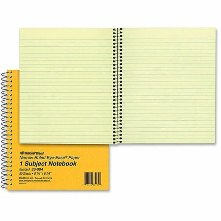 Rediform Brown Board 1-Subject Notebooks - 80 Sheets - Coilock - Red Margin - 16 lb Basis Weight - 6 7/8" x 8 1/4" Sheet Size - Green Paper - Brown Board Cover - Micro Perforated, Subject, Punched - 1 Each