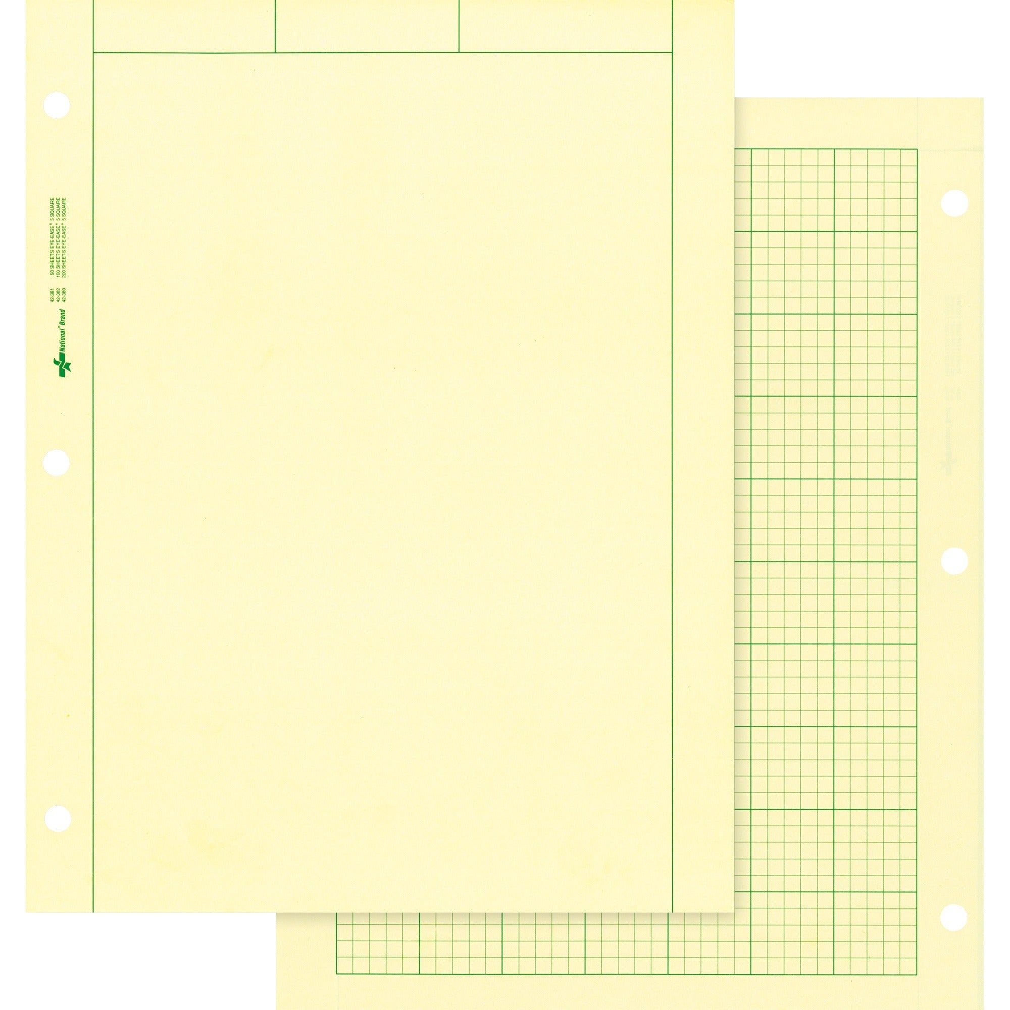 Rediform Computation Pads - Letter - 100 Sheets - Stapled/Glued - Letter - 8 1/2" x 11" Sheet Size - Green Paper - Subject - 1 Pad