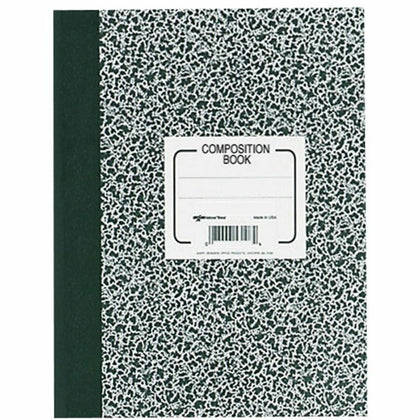 Rediform Composition Book: College Rule 80 Sheets Sewn Ruled Margin 8 3/8’’ x 11’’ - Black Marble Cover - Notebooks