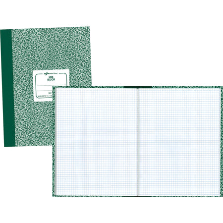 Rediform Lab Composition Notebook - 60 Sheets - Sewn - 7 7/8" x 10 1/8" Sheet Size - White Paper - Green Marble Cover - Recycled - 1 Each