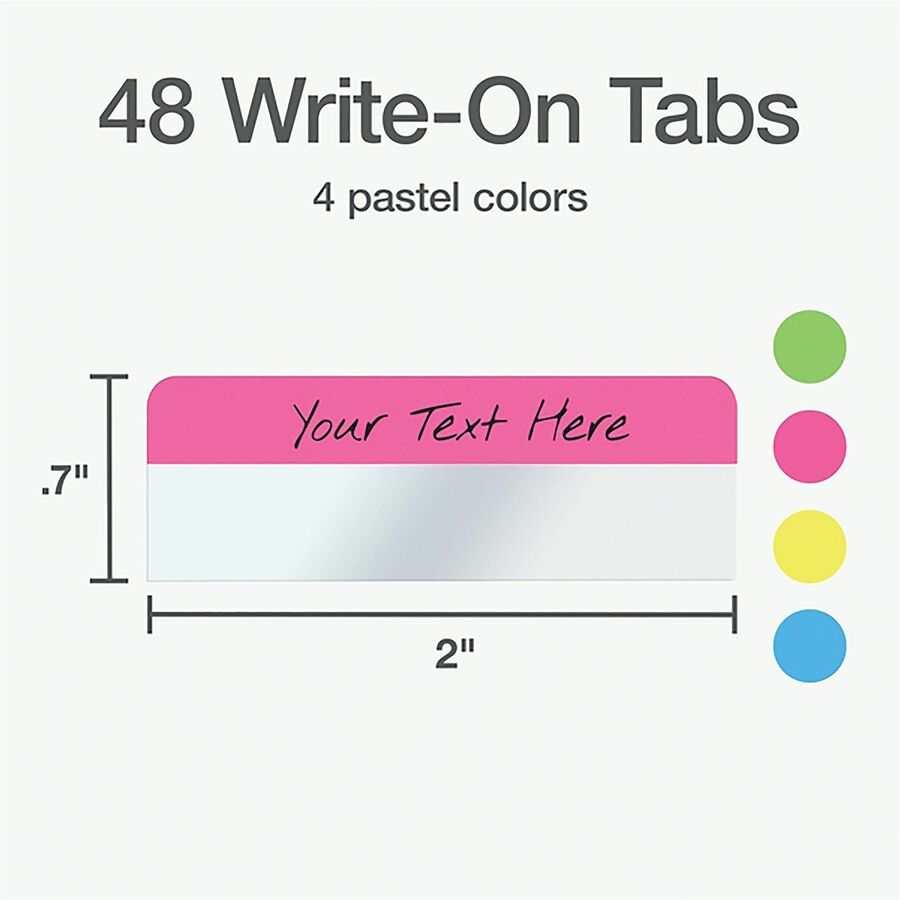 Redi-Tag Index Flags - 12 x Blue, 12 x Yellow, 12 x Magenta, 12 x Green - 2" Flag/Note Width x 11/16" Flag/Note Length - Rectangle - Assorted - Plastic - Removable, Self-adhesive - 48 / Pack