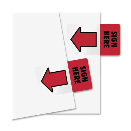 Redi-Tag Sign Here Red Arrow Page Flags - 50 - 1" Flag/Note Width x 1 11/16" Flag/Note Length - Rectangle - SIGN HERE - Red - Removable, Self-adhesive - 50 / Pack