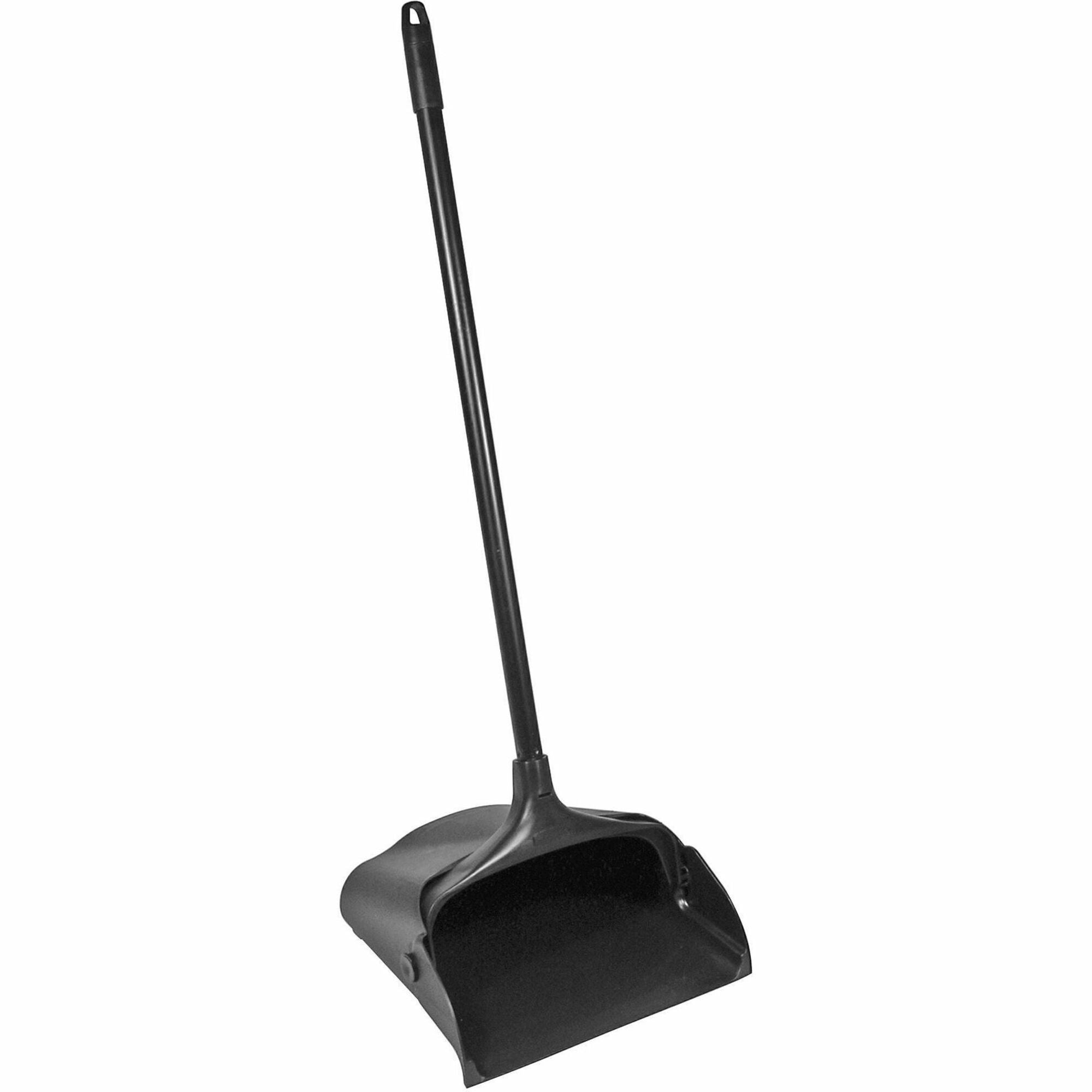 Rubbermaid Commercial LobbyPro Upright Dust Pan - 12.50" Wide - 31" Metal Handle - Plastic - Black - 1 Each