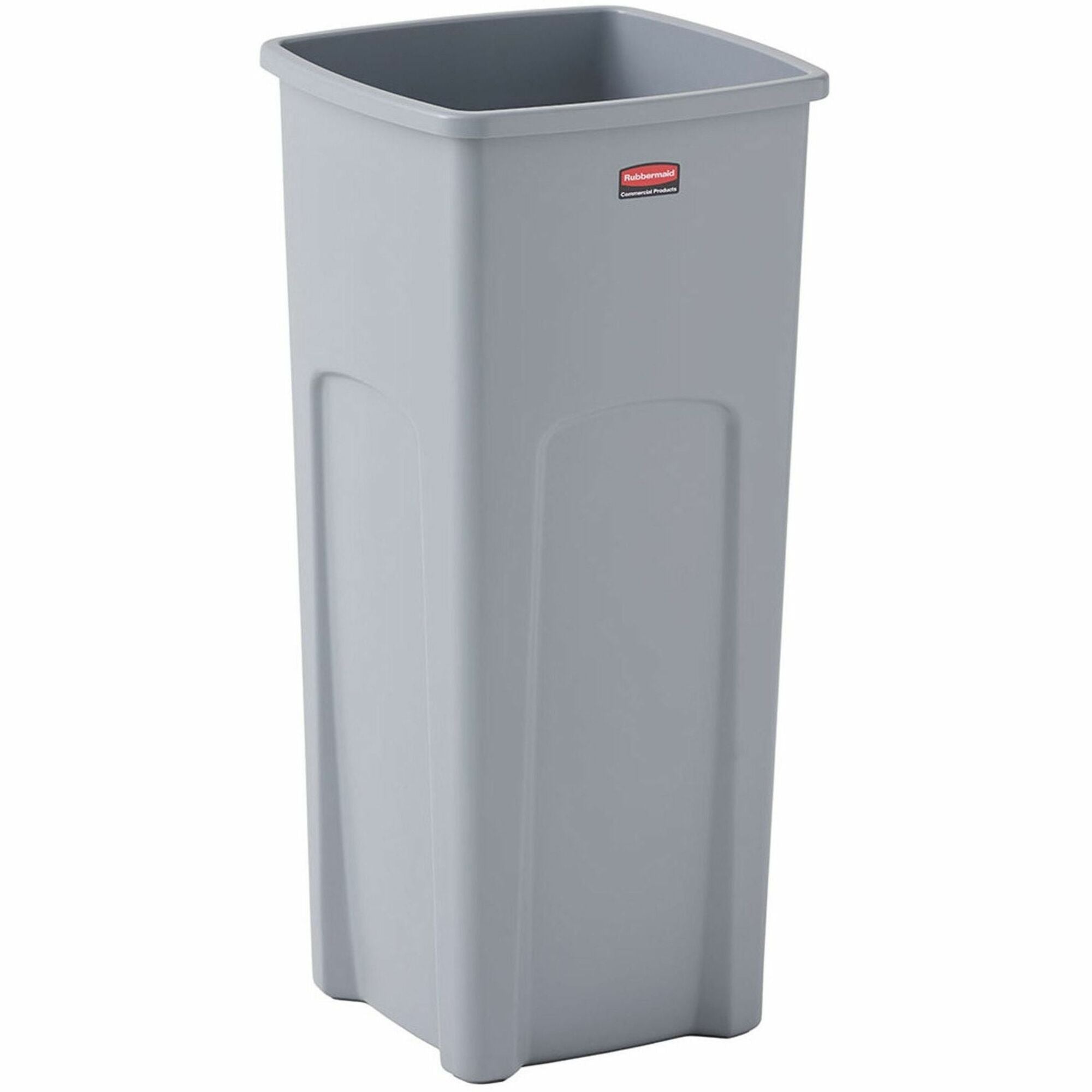 Rubbermaid Commercial Untouchable Square Container - 23 gal Capacity - Square - 31" Height x 15.5" Width x 16.5" Depth - Plastic - Gray - 1 Each
