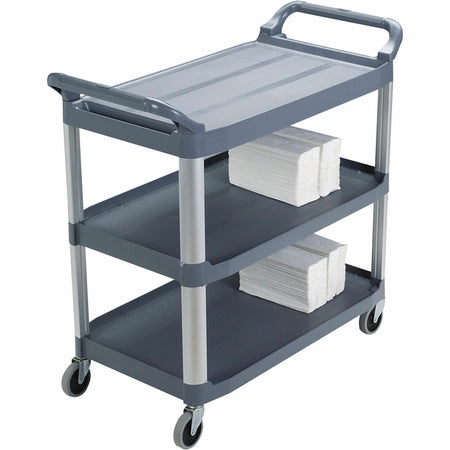 Rubbermaid Commercial 3-Shelf Mobile Utility Cart - 3 Shelf - 300 lb Load Capacity - 4" Caster Size - Aluminum - 40.60" Width x 20" Depth x 37.80" Height - Aluminum Frame - Gray - 1 Each