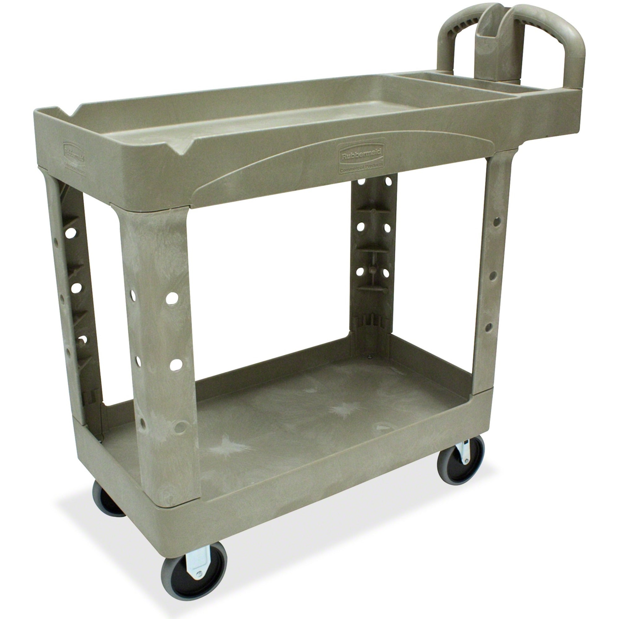 Rubbermaid Commercial Two Shelf Service Cart - 2 Shelf - 500 lb Load Capacity - 4 Casters - 5" Caster Size - 39.50" Width x 17.87" Depth x 33.25" Height - Beige - 1 Each