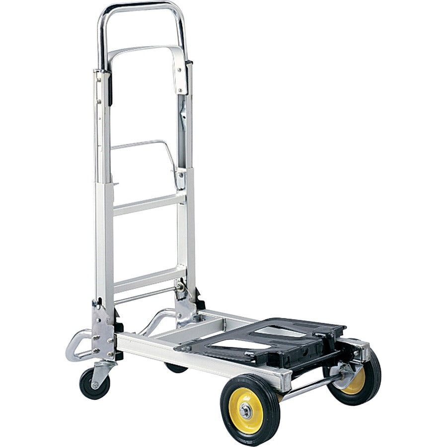 Safco HideAway Convertible Hand Truck - 400 lb Capacity - 4 Casters - 6’’ 3’’ Caster Size - Aluminum - Trucks & Dollies