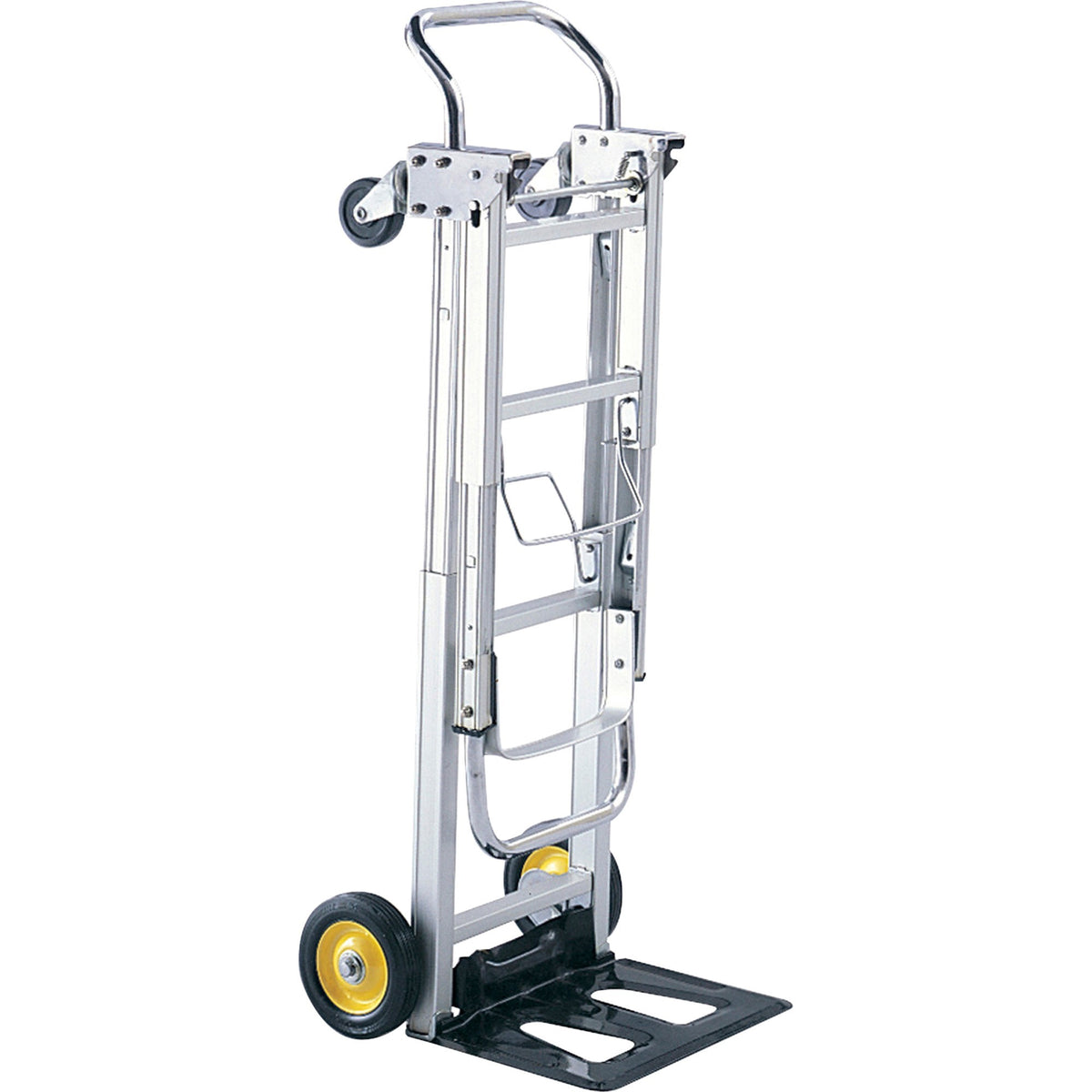 Safco HideAway Convertible Hand Truck - 400 lb Capacity - 4 Casters - 6" , 3" Caster Size - Aluminum - 15.50" Width x 43" Depth x 36" Height - Silver - 1 Each