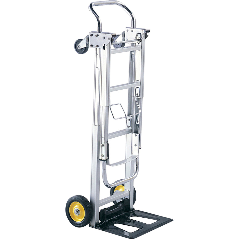 Safco HideAway Convertible Hand Truck - 400 lb Capacity - 4 Casters - 6" , 3" Caster Size - Aluminum - 15.50" Width x 43" Depth x 36" Height - Silver - 1 Each