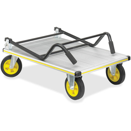 Safco Stow-Away Platform Hand Truck - Tubular Handle - 1000 lb Capacity - 4 Casters - 7’’ Caster Size - Aluminum