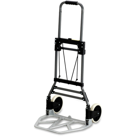 Safco Stow-Away Medium Hand Truck - Telescopic Handle - 275 lb Capacity - 2 Casters - 7" Caster Size - Aluminum - 19.50" Width x 18" Depth x 39" Height - Aluminum Frame - Silver - 1 Each