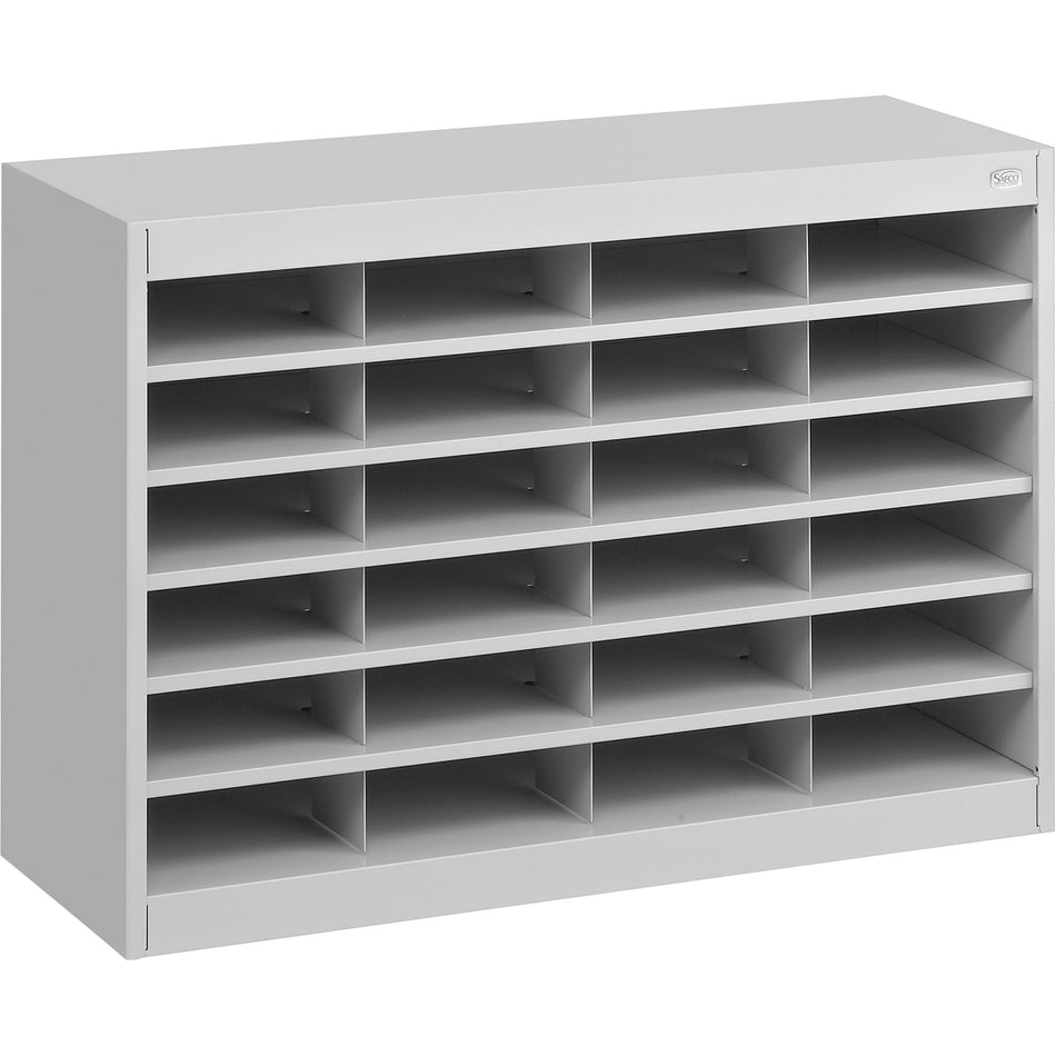 Safco E-Z Stor Steel Literature Organizers - 750 x Sheet - 24 Compartment(s) - Compartment Size : 3" x 9" x 12.25" - 25.75" Height x 37.50" Width x 12.75" Depth - 50% Recycled - Enamel - Gray - Steel, Fiberboard - 1 Each