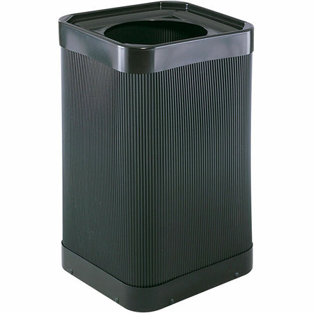 Safco At-Your-Disposal 12" Open Waste Receptacle - 38 gal Capacity - 12" Opening Diameter - 32" Height x 18" Width x 18" Depth - Polyethylene - Black - 1 Each