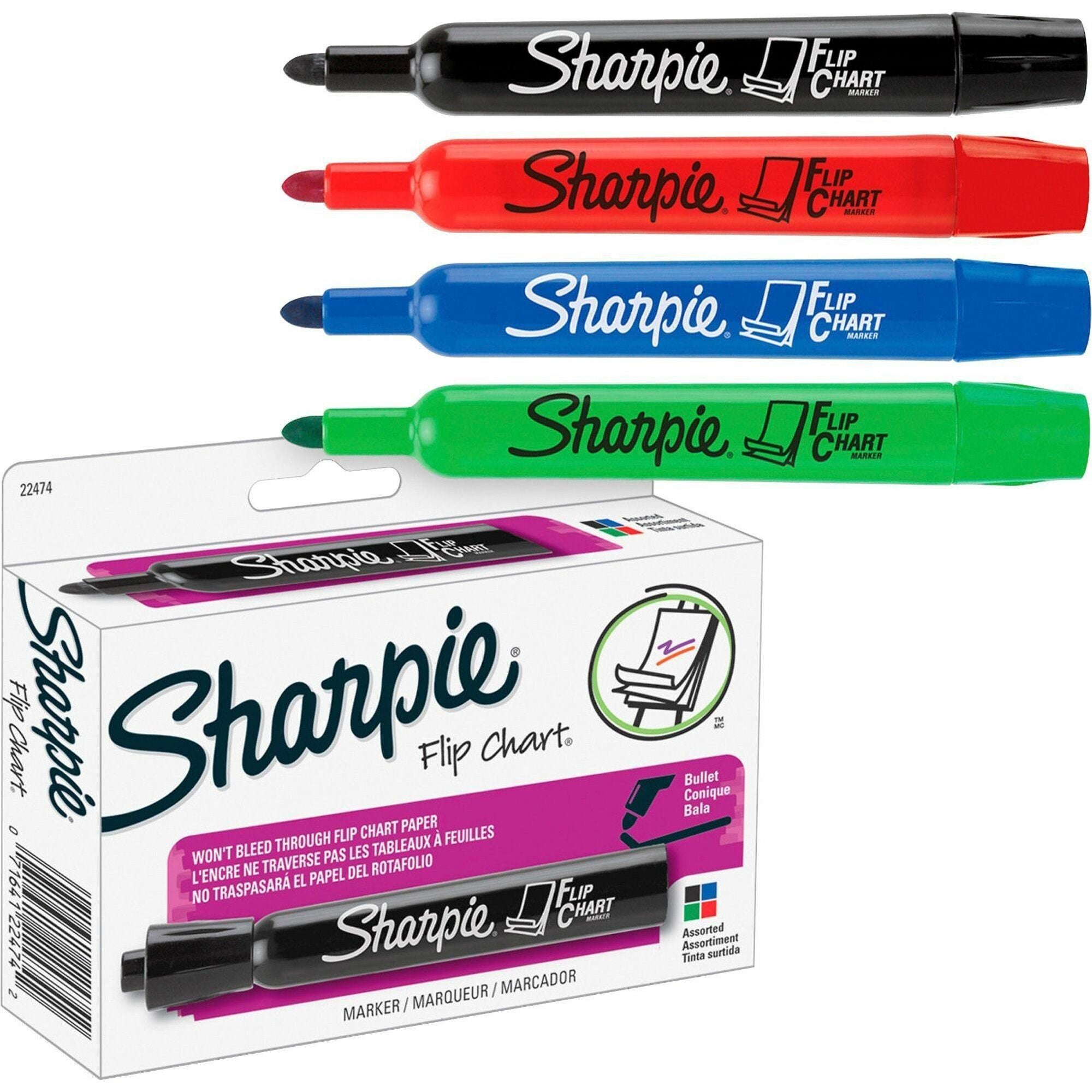 Sharpie Flip Chart Markers: Bullet Point Water-Based Ink - 4/Set - Markers & Dry-Erase