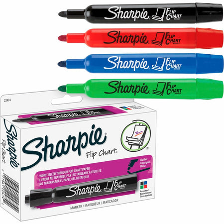 Sharpie Flip Chart Markers: Bullet Point Water-Based Ink - 4/Set - Markers & Dry-Erase