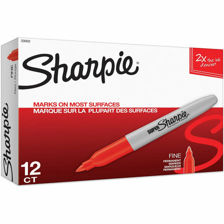 Sharpie Super Bold Fine Point Markers - Bold Marker Point - Red Ink - Alcohol Based - 12 / Box