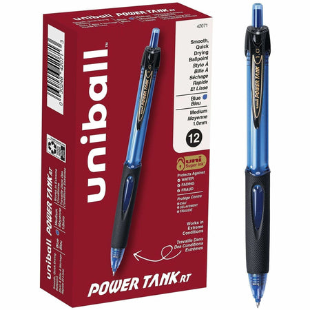 uniball&#8482; Power Tank Retractable Ballpoint Pens - 1 mm Pen Point - Medium Marker Point - Refillable - Retractable - Blue Ink - Blue Barrel - 1 Each