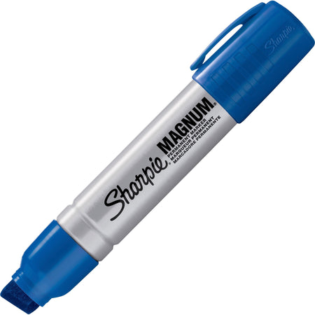 Sharpie Magnum Permanent Marker - 15.87 mm Jumbo Chisel Marker Point - Blue Ink - Silver Plastic Barrel - 1 Each