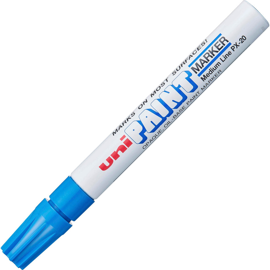 uniball&#8482; uni-Paint PX-20 Oil-Based Paint Marker - Medium Marker Point - Blue Ink - Oil Based - White Barrel - 1 Each