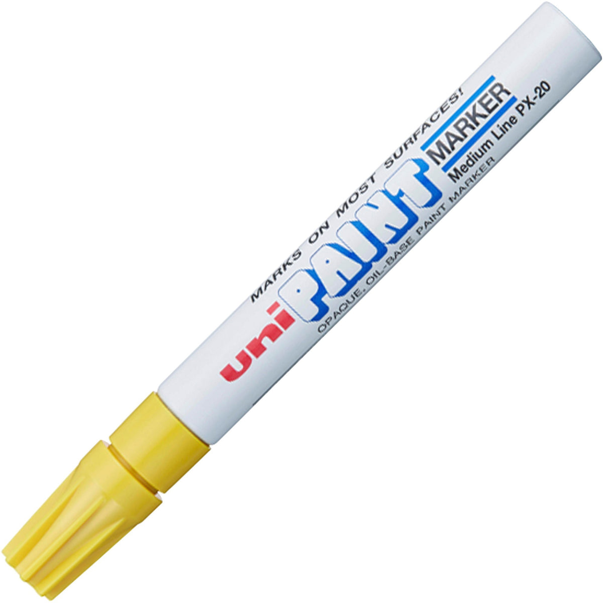uniball&#8482; uni-Paint PX-20 Oil-Based Paint Marker - Medium Marker Point - Yellow Ink - Oil Based - White Barrel - 1 Each