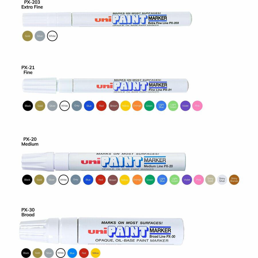 uniball&#8482; uni-Paint PX-20 Oil-Based Paint Marker - Medium Marker Point - Violet Ink - Oil Based - White Barrel - 1 Each