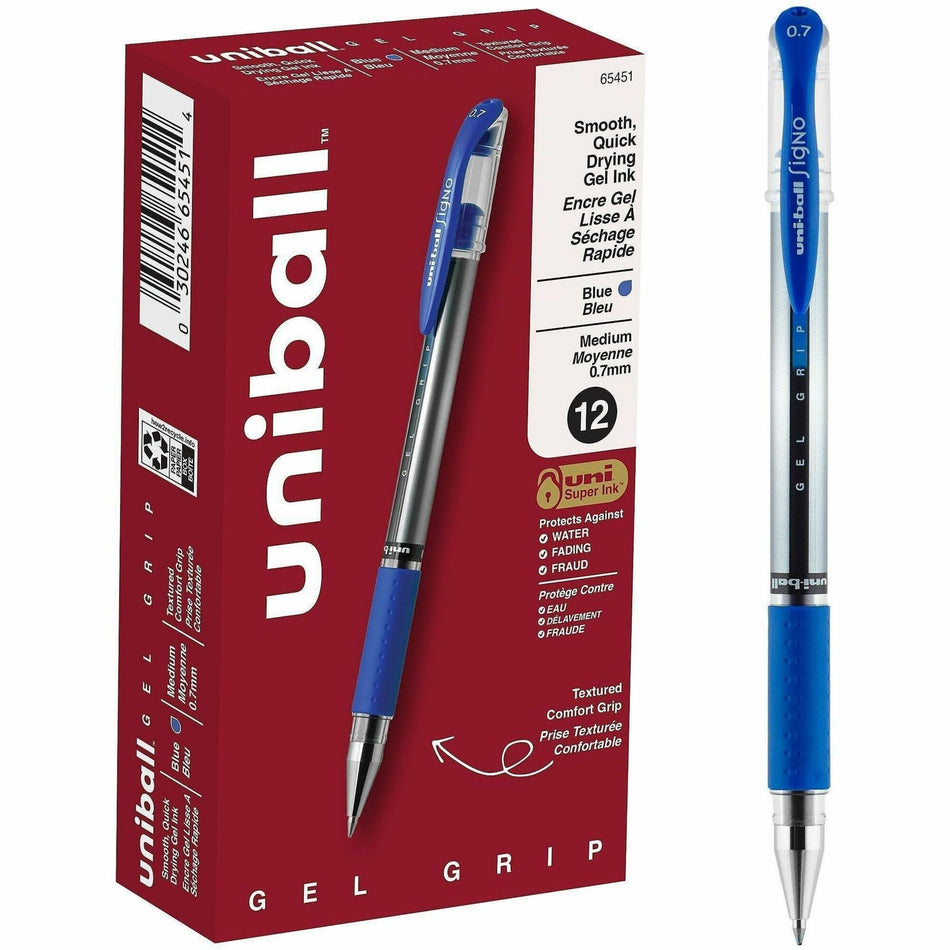 uniball&#8482; Signo Gelstick Gel Pen - 0.7 mm Medium Pen Point - Blue Ink - Gel-based, Pigment-based - Stainless Steel Tip - Office, Home, Classroom, Writing, Document - 1 Each