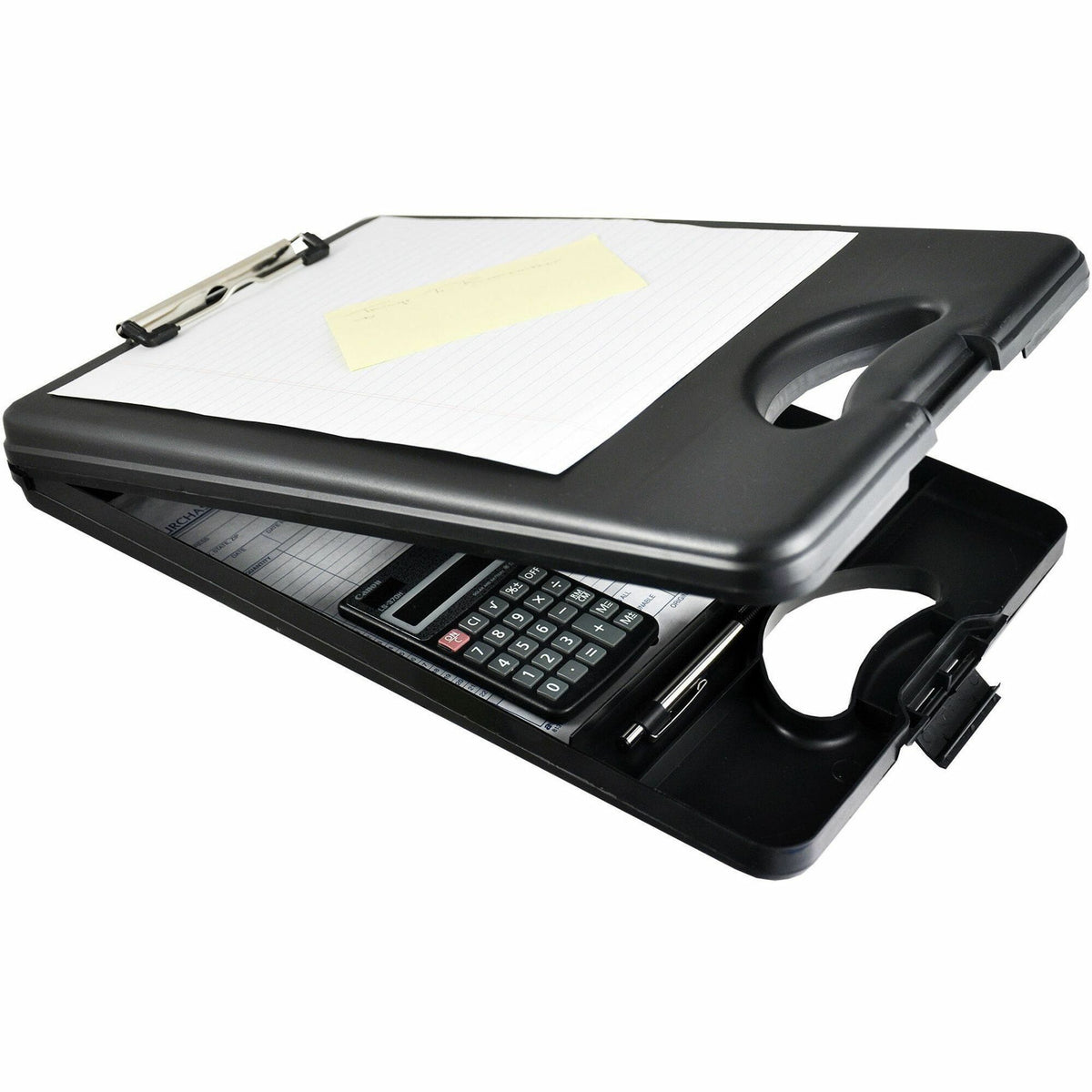 Saunders Deskmate II Portable Desktop - 0.50" Clip Capacity - Storage for Stationary - Bottom Opening - 10" x 16" Sheet Size - Polypropylene - Black - 1 Each