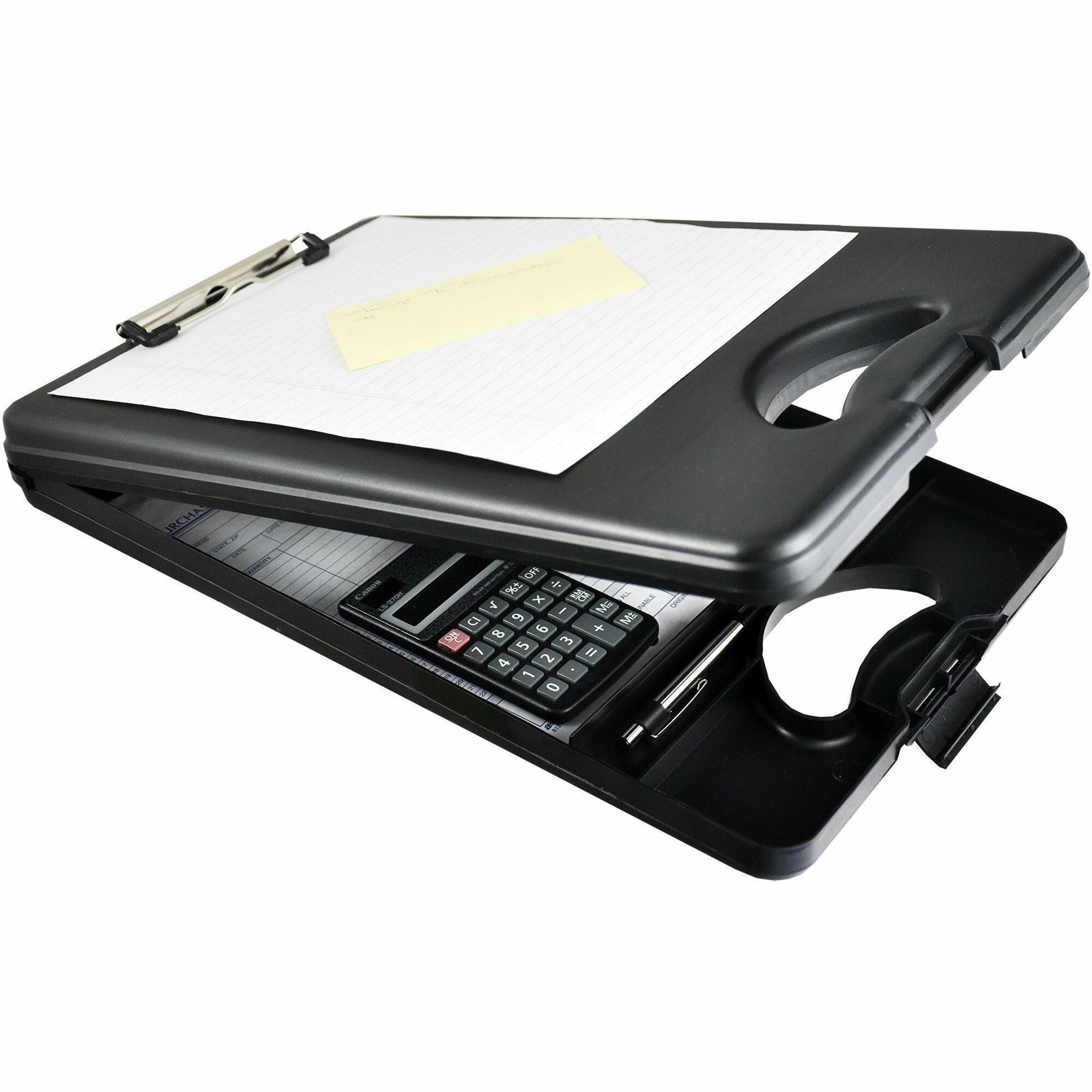 Saunders Deskmate II Portable Desktop - 0.50" Clip Capacity - Storage for Stationary - Bottom Opening - 10" x 16" Sheet Size - Polypropylene - Black - 1 Each