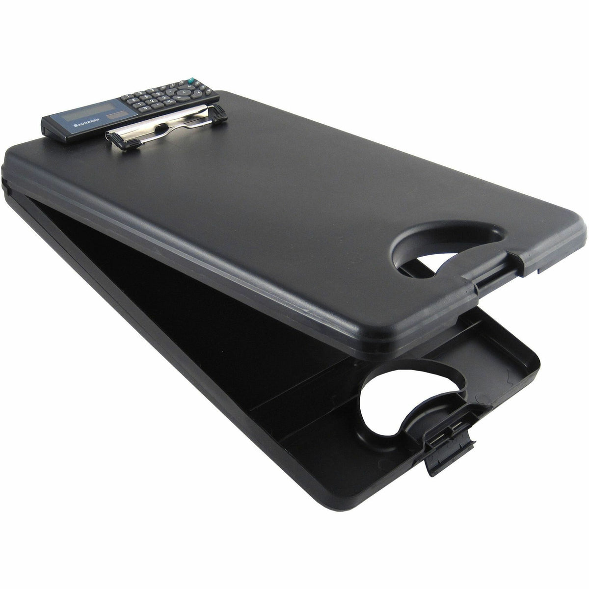 Saunders DeskMate II Portable Desktop with Calculator - Storage for Stationary - Bottom Opening - 10" x 16" Sheet Size - Polypropylene - Black - 1 Each