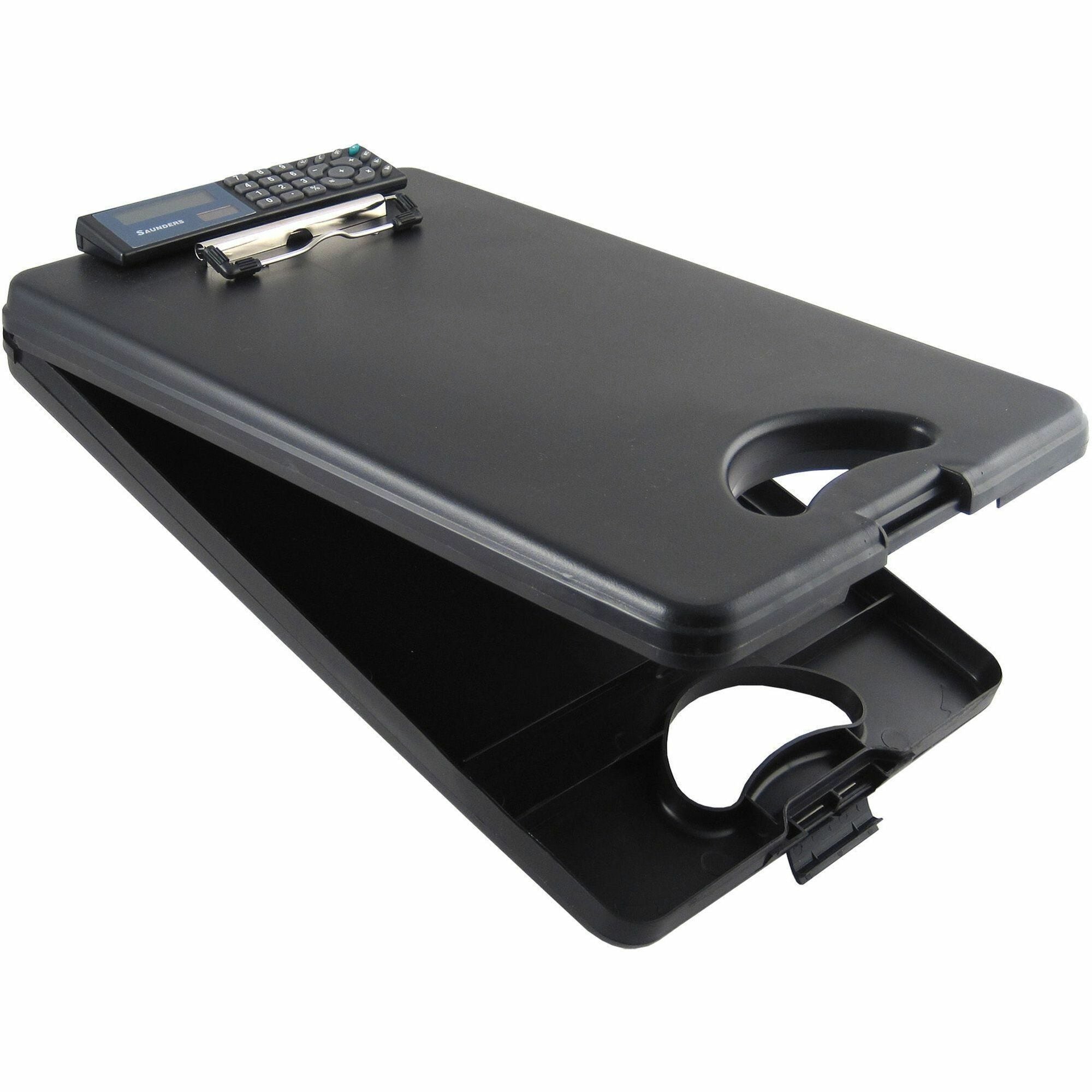 Saunders DeskMate II Portable Desktop with Calculator - Storage for Stationary - Bottom Opening - 10" x 16" Sheet Size - Polypropylene - Black - 1 Each