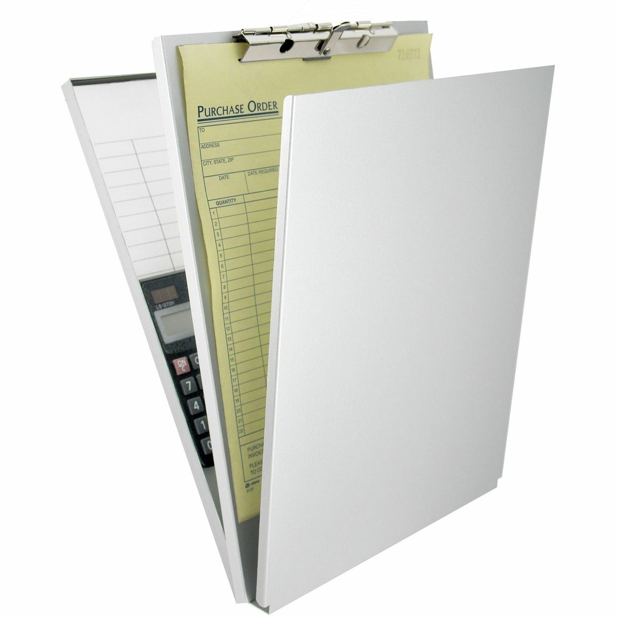 Saunders Top-Opening Storage Clipboard - 1.50" Clip Capacity - Top Opening - 8 1/2" x 12" Sheet Size - Aluminum - Silver - 1 Each