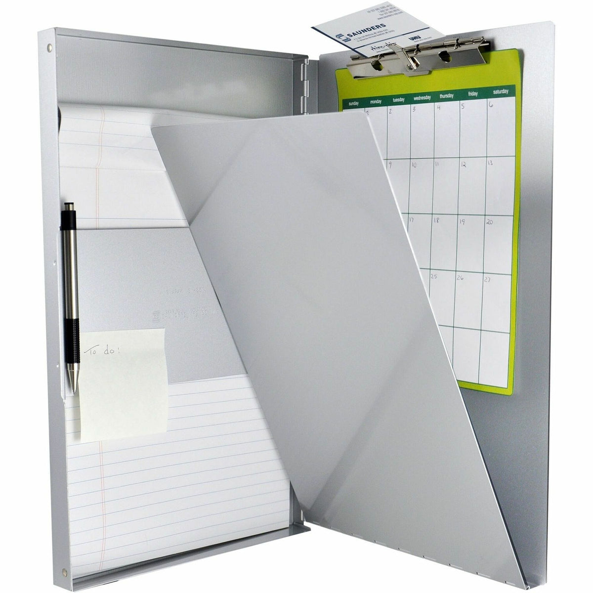 Saunders Snapak Side-open Storage Form Holder - 0.50" Clip Capacity - Storage for 30 Sheet - Side Opening - 8 1/2" x 14" Sheet Size - Aluminum - Silver - 1 Each