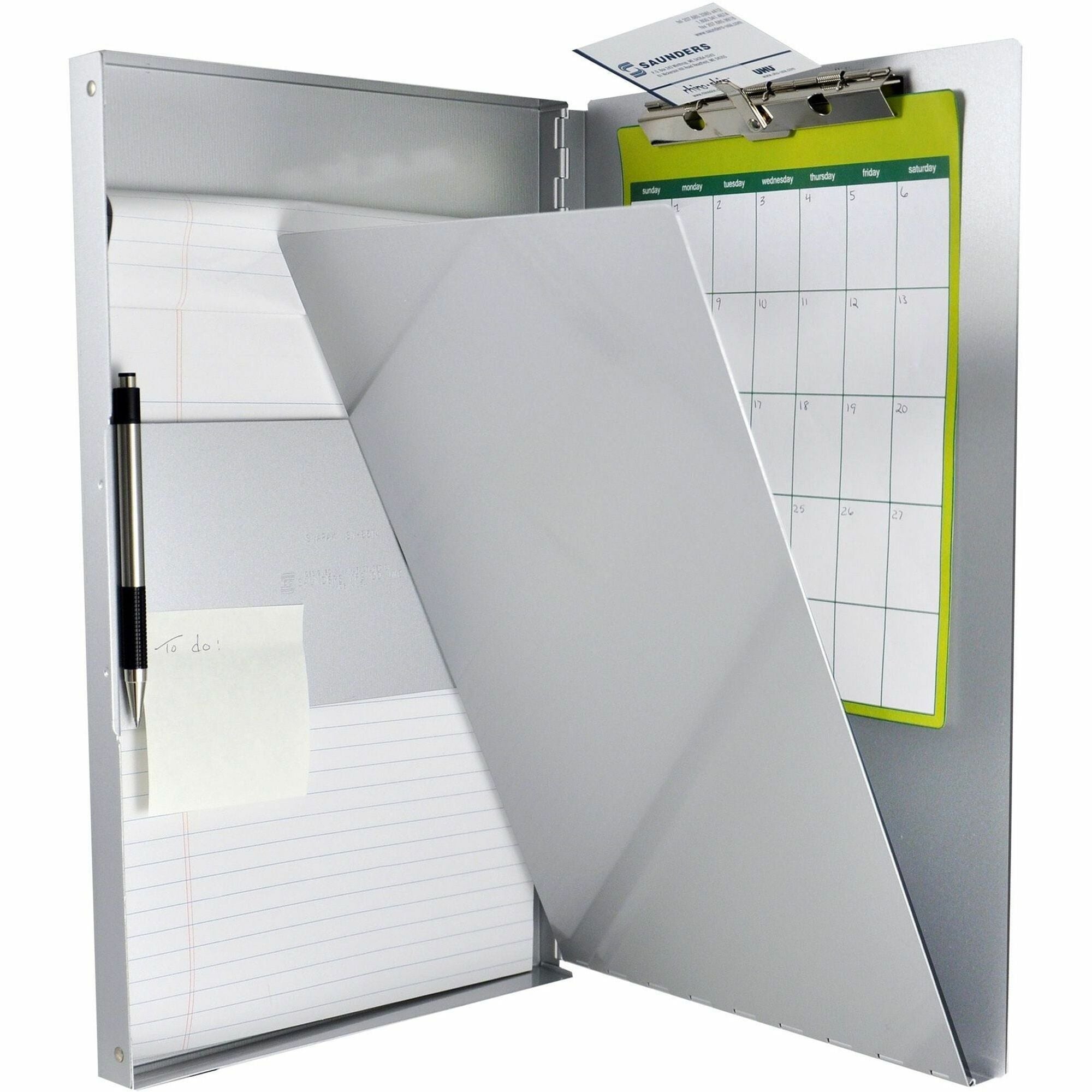 Saunders Snapak Side-open Storage Form Holder - 0.50" Clip Capacity - Storage for 30 Sheet - Side Opening - 8 1/2" x 14" Sheet Size - Aluminum - Silver - 1 Each
