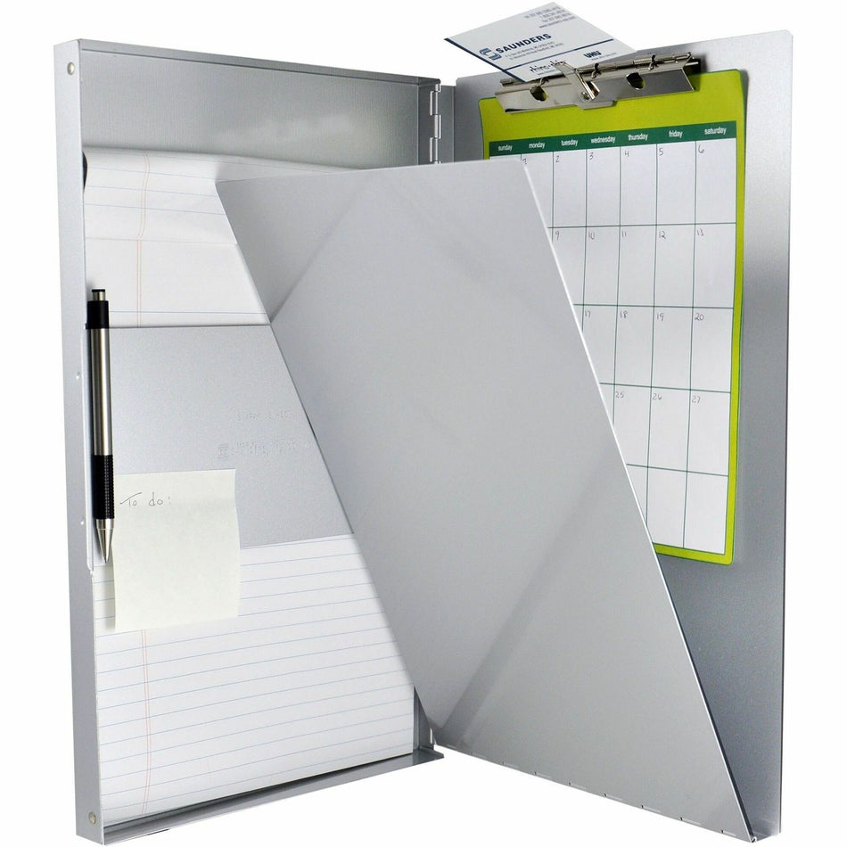 Saunders Snapak Side-open Storage Form Holder - 0.50" Clip Capacity - Storage for 30 Sheet - Side Opening - 8 1/2" x 14" Sheet Size - Aluminum - Silver - 1 Each